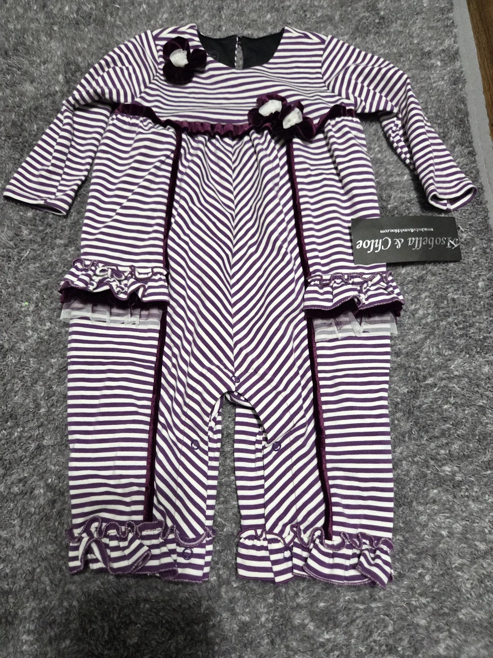 Striped Purple and White Ruffle One-Piece Set for Kids